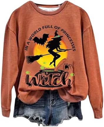 Sweatshirt for Women Halloween Graphic Cute Ghost Printed Crewneck Casual Long Sleeve Funny Pullover Sweatshirts