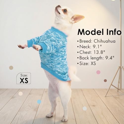 Image of 1 Pack Dog Sweaters for Small Dogs Girl Boy Winter Fleece Clothes Warm Soft Dog Sweatshirt Outfit for Dogs Cats Pet Apparel (Light Blue, X-Small)