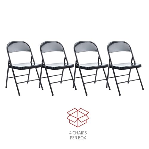 Alera Armless Steel Folding Chair, Supports Up to 275 lb, Black Seat, Black Back, Black Base, 4/Carton - Image 6