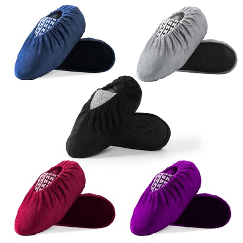 WUFANC Cubre Zapatos Reutilizables - Cubrebotas para Zapatos son Antideslizantes y Resistentes al Desgaste, Lavar a Máquina - Patucos Desechables Adecuadas para Varios Lugares (Mezcla-5Pares, L)