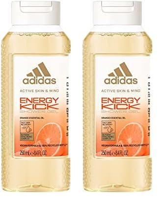 Adidas - Active Skin & Mind - Gel Douche Energy Kick Femme - Clean & Vegan et Flacon recyclé - 250 ML (Lot de 2)