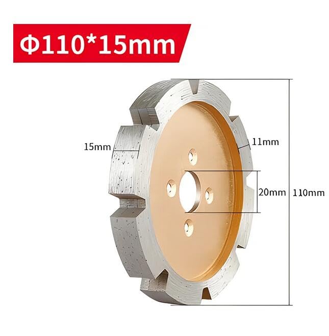 Diameter 110MM Diamond Saw Blade, 3-15MM Thickened Carving Blade Stone Wall Concrete Floor Slotting Dry Cutting Sintering Blade (15MM Thickness)