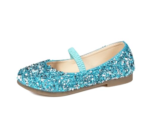 VASHCAME-Chaussures de Princesse Reine pour Filles avec Paillettes Chaussures Scintillantes pour Fêtes Bleu 29