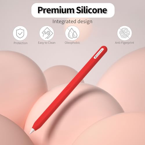 Image of Ultra Thin Protective Pencil Cover for Apple Pencil Pro &Apple Pencil 2nd Gen Silicone Case Sleeve Compatible with Apple Pencil Pro (red)