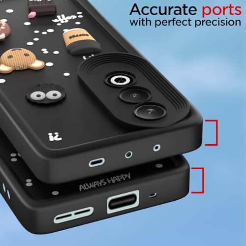 Image of Outlouders Back Cover for OnePlus Nord CE 4 5G | 3D Cartoon Bear Cute Fun Silicone Full Body Protection Bumper Case (Black)