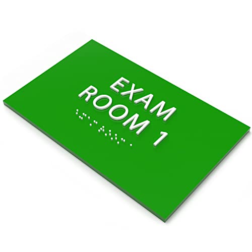 Ada Central Signs 6" X4" Exam Room 1 Sign- Tactile Graphics Grade 2 Braille Text | Modern Utility Wall Mount Ada Compliant Plastic Signs For Schools, Offices, Businesses, Apartments & Restaurants #TOP1
