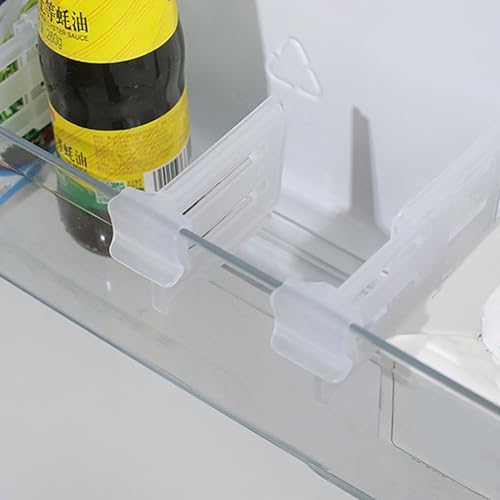 TOPINCN 4Pcs Refrigerator Dividers PP Extendable Fridge Separator Organizer Retractable Refrigerator Divider Clip Adjustable Plastic Organizer Tools (L) - Image 3