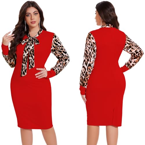 Image of Church Dress for Women Bodycon Long Sleeve Wrap Ruched Business Work Pencil Split Sheath Midi Dresses