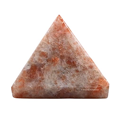 Sunstone Pyramid Crystal Healing Stones - 1" Great Pyramid Figurine of Natural Stone Pyramid for Meditation, Reiki, Chakra Balancing and Crystal Pyramids Grid