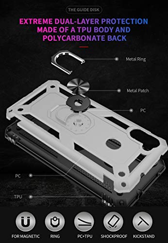 Coque Samsung A11 avec bague rotative et protection écran argent - 5