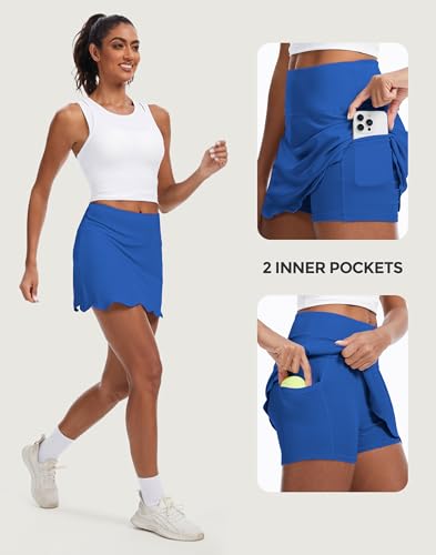Image of M MOTEEPI 14 inch Scalloped Hem Skorts for Women with Pockets High Waisted Tennis Golf Athletic Skirt with Shorts 2026