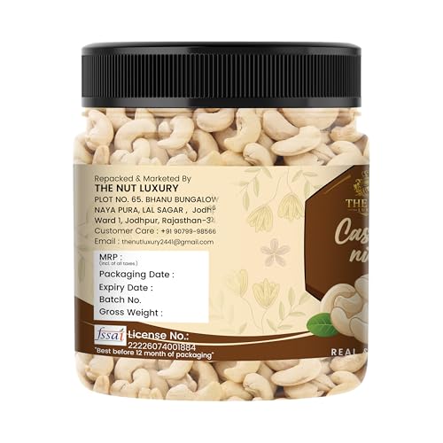 Image of THE NUT LUXURY Natural Whole Cashews 1 kg | Rich in Protein, Magnesium & Phosphorus | Unsalted Cashew Nuts | Jumbo Size Kaju Nuts | Jar Pack