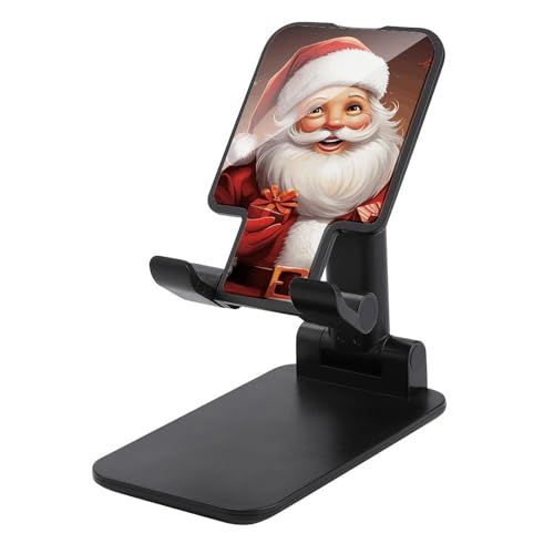 Support de téléphone de bureau ajustable et pliable, motif imprimé Père Noël pour Noël