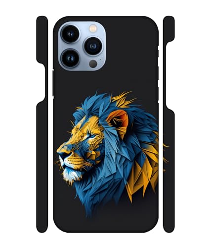 Image of ''Lion''- (Blue-Yellow) Printed Hard Mobile Back Cover & Case for iPhone 13 Pro (6.1 inch), Designer | Protective & Premium Cover & Case
