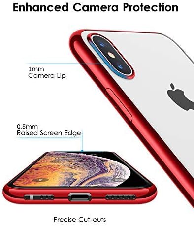 DTTO iPhone Xs Case, Clear Soft TPU Cover Case with Metal Luster Protactive Edge for Apple iPhone Xs(2018), Also Compatible with iPhone X(2017) 5.8 Inch, Red