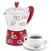 Aluminiowy ekspres do kawy Moka, trwały czerwony serce z nadrukiem espresso Moka kuchenka ekspres do kawy czajnik do domowego biura (czerwone serce małe)