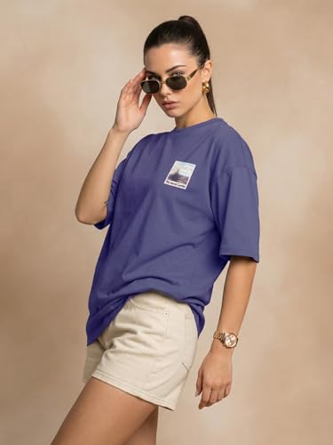 Image of JUNEBERRY Women's Oversized Graphic T-Shirt Retro Floral & Vintage Aesthetic Print, Loose Fit Casual Streetwear Tee, Trendy Baggy Style, (Sizes S-2XL)