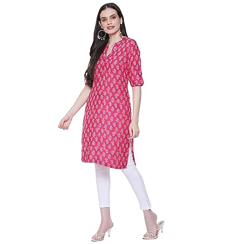 Image of Rangriti Mustard Liva Straight Printed Kurta for Women