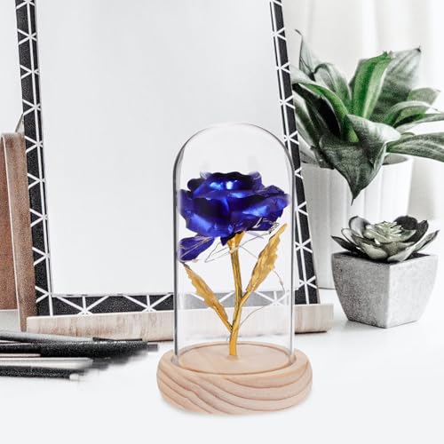 Lámpara de flor artificial LED en cúpula de cristal para regalo del hogar 6