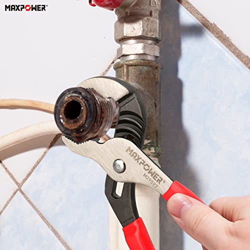 MAXPOWER 10 inch Groove Joint Pliers, Quick Adjustable Serrated V Jaw - image 6