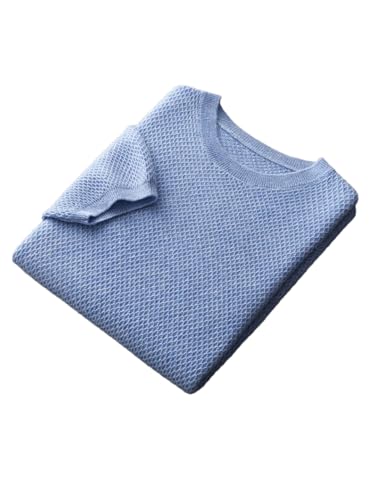 Men’S Merino Wool O-Neck Short Sleeve Knit Pullover Thin Jacquard Casual Jumper Top