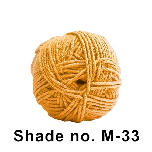 Image of VCR 4ply Ladoo Yellow Yarn, 100 Grams Hank, 190 Meters Length, Acrylic Ball for Crochet and Knitting, Soft Crosia Threads, Pack of 1 Yarn, Suitable for DIY Crafts