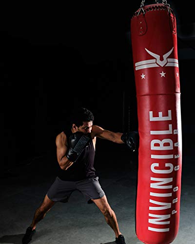 Image of Invincible Pro Gear Leather Boxing Bag (Red Black, 100 cms. x 35 cms. 25 KGS)