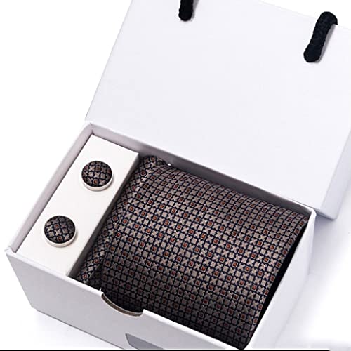 Set de corbata de seda con pañuelo y gemelos miniatura 1