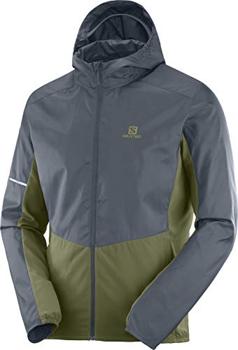 Salomon Men's Standard Agile Full Zip Hoodie, Olive Night/Ebony, XX-Large