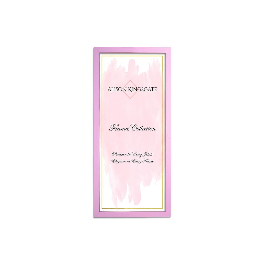 Alison Kingsgate Sleek 24X12 Picture Frame - Engineered Wood with Shatterproof Perspex Front -Perfect for Photos, Posters, Certificates -Suitable for Wall Mount or Tabletop Display - Pink