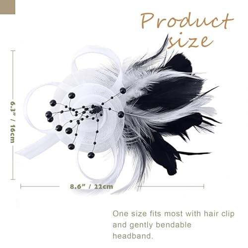 Image of DRESHOW Fascinators Hats for Women Tea Party Fascinator Hats Vintage 50s Headwear Cocktail Wedding Church Derby Hat