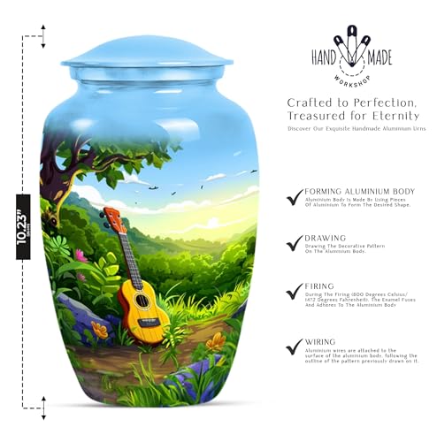 Image of Personalized Guitar - Decorative Urns - Cremation Urns for Burial - 10 Inch - Large with Velvet Bag - Human Remains Urn - Funeral Ash Urns Large - Burial Urns - Memorial Urns for Mom & Dad
