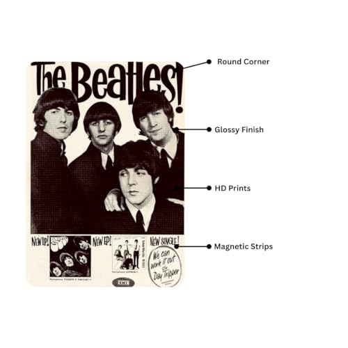 Image of Zesta Bathroom Decor Items Washroom Decor Tin Sign | Aesthetic Posters Wall Poster for Bedroom | Magnetic Cafe Decoration Items / Restaurant Decorations Items | Quirky Home Decor Bar Accent (Beatles (4))