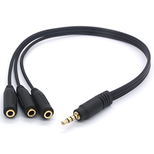 Splitter de auriculares 3 vías 3.5mm chapado en oro miniatura 1