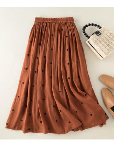 Skirts for Women Linen Flowy Casual A Line High Elastic Waisted Ankle Length Midi Skirts3
