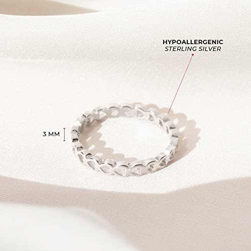 925 Sterling Silver Sizes 2-5 Lovely Stacked Open Heart Shape Rings for Newborns & Young Girls - Fashionable Cute Hearts Ring Bands for Girls - Small Elegant Round Jewelries for Teen's Daily Accessory4