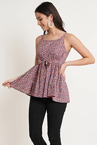 Image of COTLAND Fashions Jaipuri Cotton Printed Strappy Top for Women