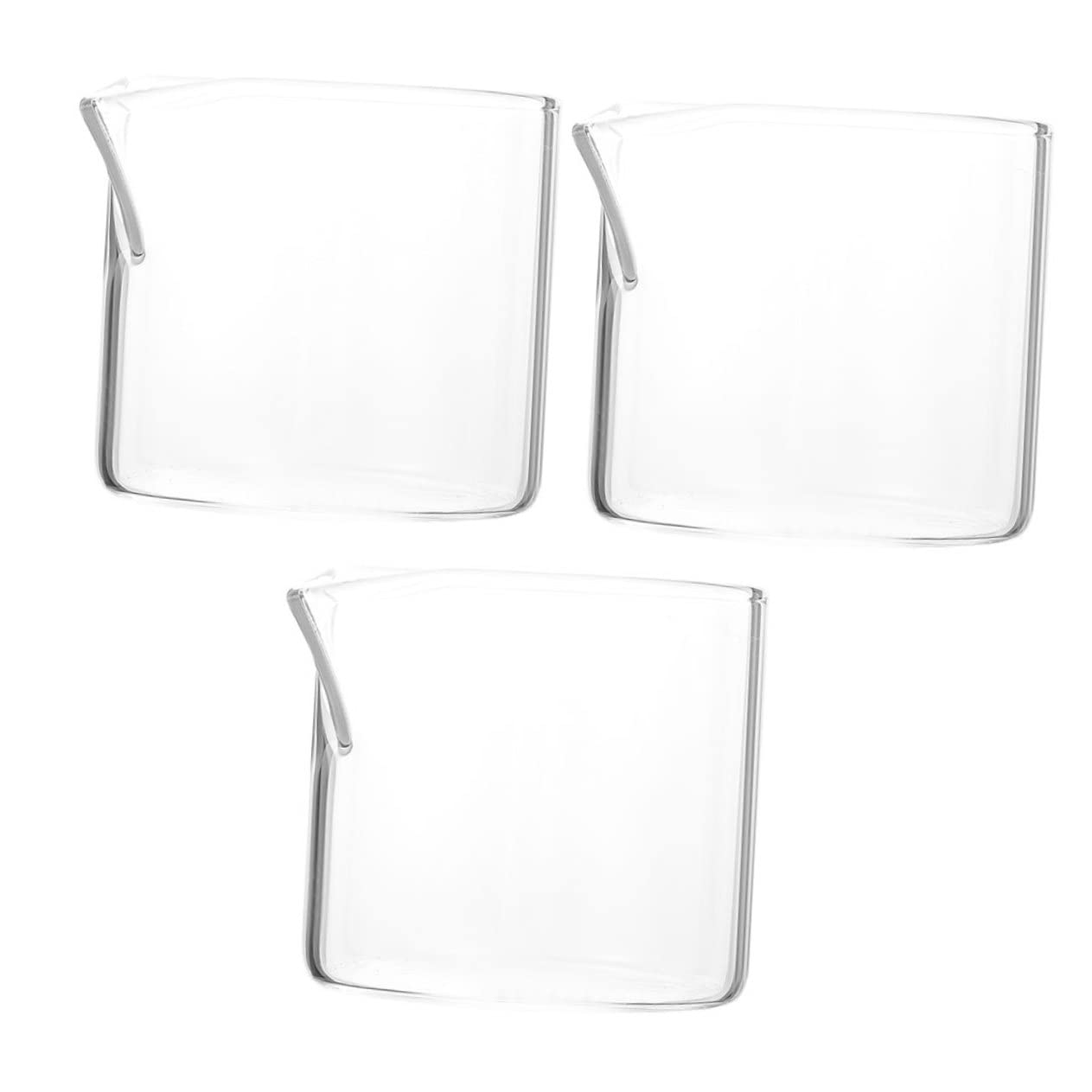 COLLBATH 3pcs Glass Milk Jug Espresso Shots Coffe Mini Water Kettle Small Pitcher Milk Glasses Espresso Maker Small Milk Jug Pourer Creamer Kettle Creamer Pitcher Mini Honey Jars Sauce Jugs