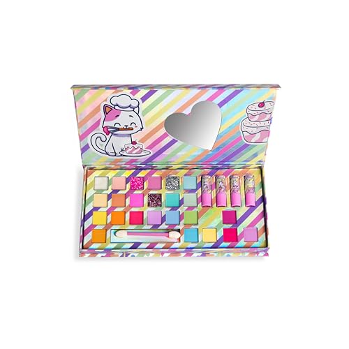 MARTINELIA - Paleta de maquillaje para niños – Surtido de 20 sombras de ojos + 4 mini lápices labiales + 4 bálsamos de purpurina para niños – Maquillaje niños niñas a partir de 3 años – sin sustancias