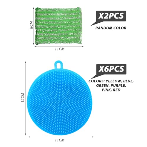 6 Uds Paños De Cocina De Silicona, 2 Uds Paños De Esponja, Cepillo Para Utensilios De Cocina, Paños De Cocina Redondos, Paños De Limpieza Para Platos - imagen 2