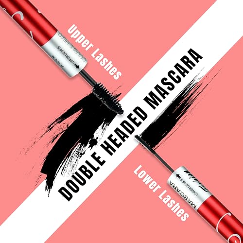 Image of Fashion Colour Platinum Double Head Mascara for Upper & Lower Lashes | 2-in-1 Volumizing & Lengthening Mascara | Smudge Proof, Waterproof, Long Lasting, No Clumping, Lightweight Formula | 10ml | Black