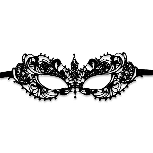 Lotsdonxia Masque élégant en dentelle noire pour bal masqué - Design mystère et glamour - Pour carnaval, bal de fin d'année, fête (standard)