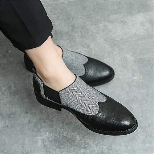 Men's Two Tone Handcrafted Leather Loafers Fashionable Oxford Style Perforated Dress Shoes with Pointed Toe for Luxury Business Wear2