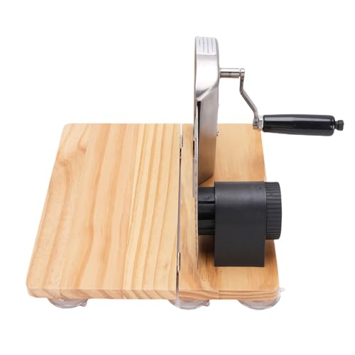 Luocute Tagliapane Manuale, Affettatrice Pieghevole con Manovella e 6 Ventose, Spessore Regolabile Fino a 15mm per Pane, Formaggi e Verdure