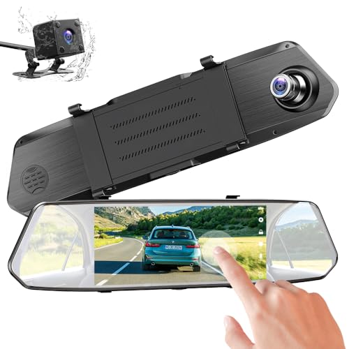 1080P Mirror Dash Cam 7' Touch Screen, Rear View Mirror Camera for Vehicle, Dash Cam Front and Rear...