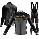 Hombre,Manga Larga Transpirable+MTB Invierno Termo Maillot de Ciclismo Hombre Mangas Largas Ropa,Traje de Ropa de Bicicleta de Montaña MTB Ciclista, Babero Acolchado 9D (PA5,L)
