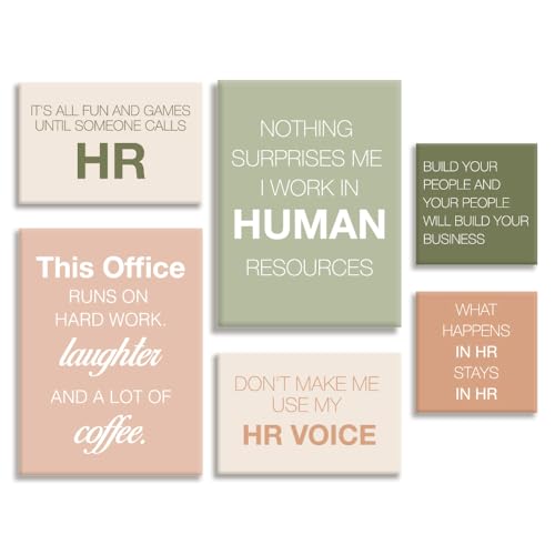 YEOION Hr Wall Decor,Hr Wall Art for Office,Human Resources Office Wall Art Canvas Frame Artwork Set of 6