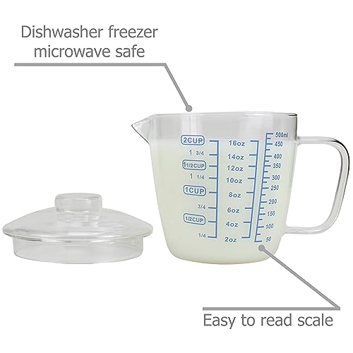Vaso medidor de vidrio 500 ml con tapa y pico en V miniatura 4