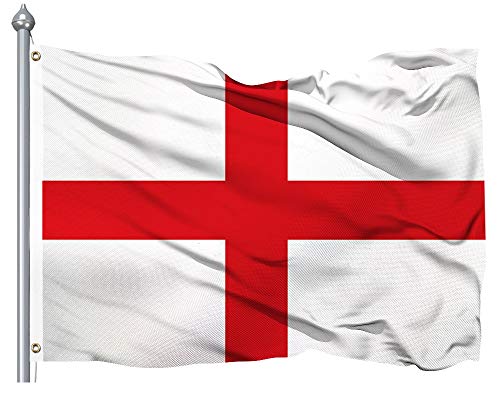 Bandera de Inglaterra - Poliéster 400D de Premium - Banderas Nacionales Inglesas, Bandera de la Cruz de San Jorge, 90x150 cm