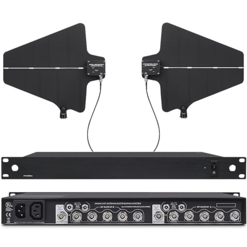 Generic UHF Antenna Distribution System for Shure BLX4R Rackmount Wireless Receiver with 2 Active Directional Antenna Paddles